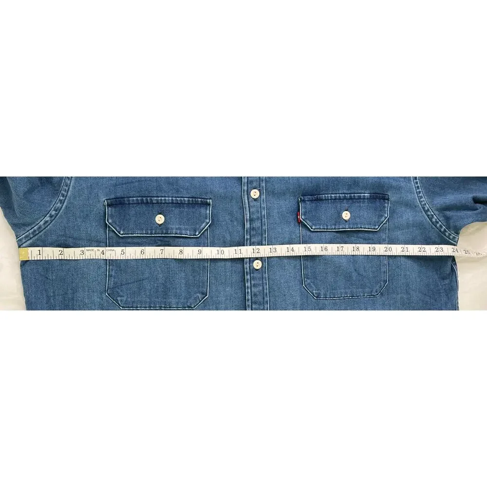5-36 LEVI'S Men's NWT $98 Button Up Top Dress Shirt COOLMAX Blue Large